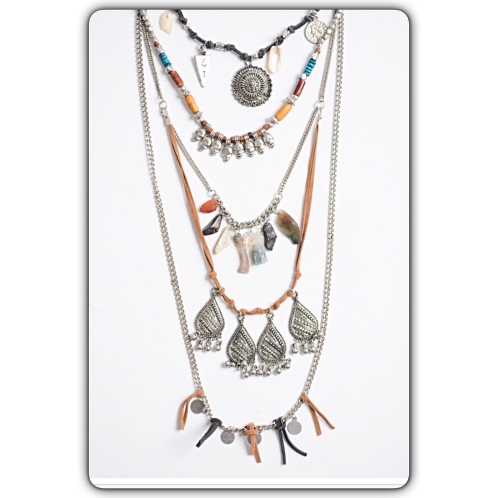 Boho Festival Gypsy Layered Statement Necklace - Picture 5 of 8
